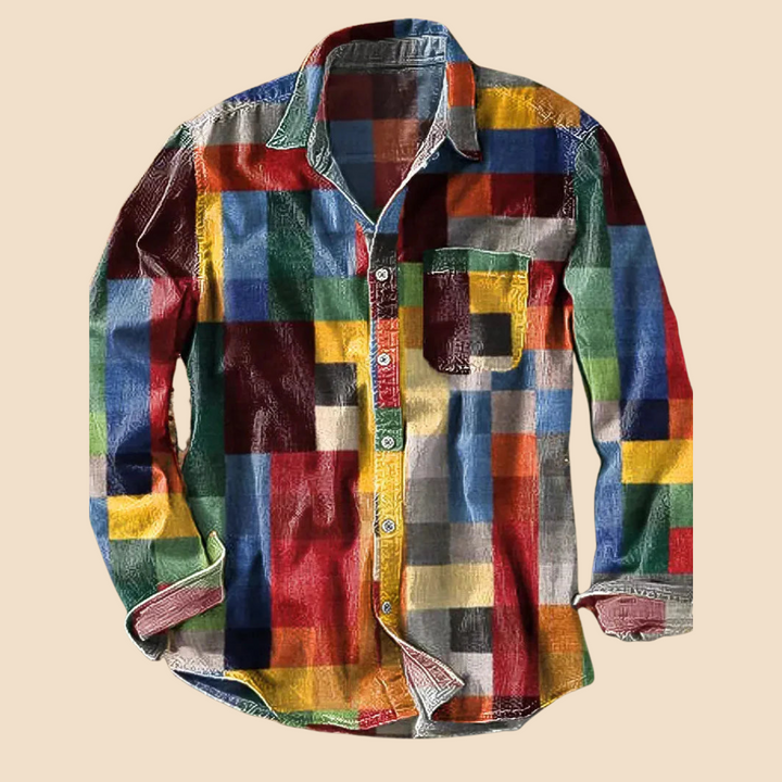 Cozy Amsterdam™  Vintage Overhemd – Regenboogruit
