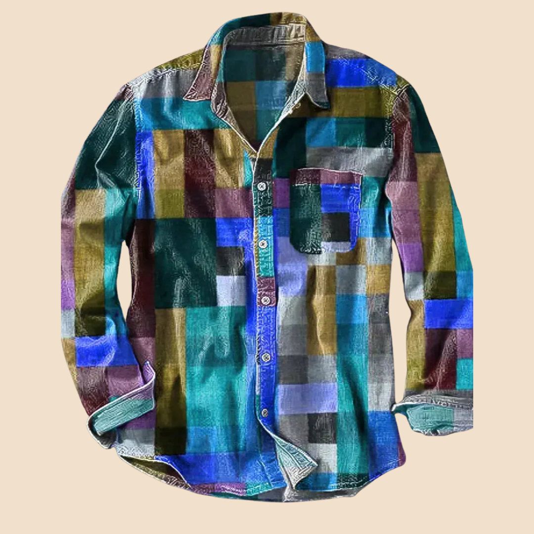 Cozy Amsterdam™  Vintage Overhemd – Regenboogruit