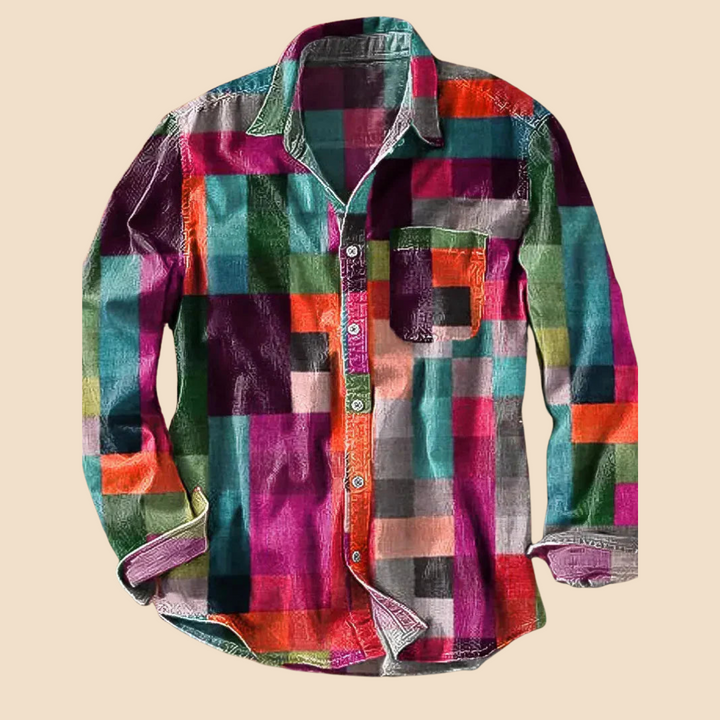 Cozy Amsterdam™  Vintage Overhemd – Regenboogruit