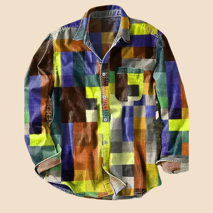Cozy Amsterdam™  Vintage Overhemd – Regenboogruit